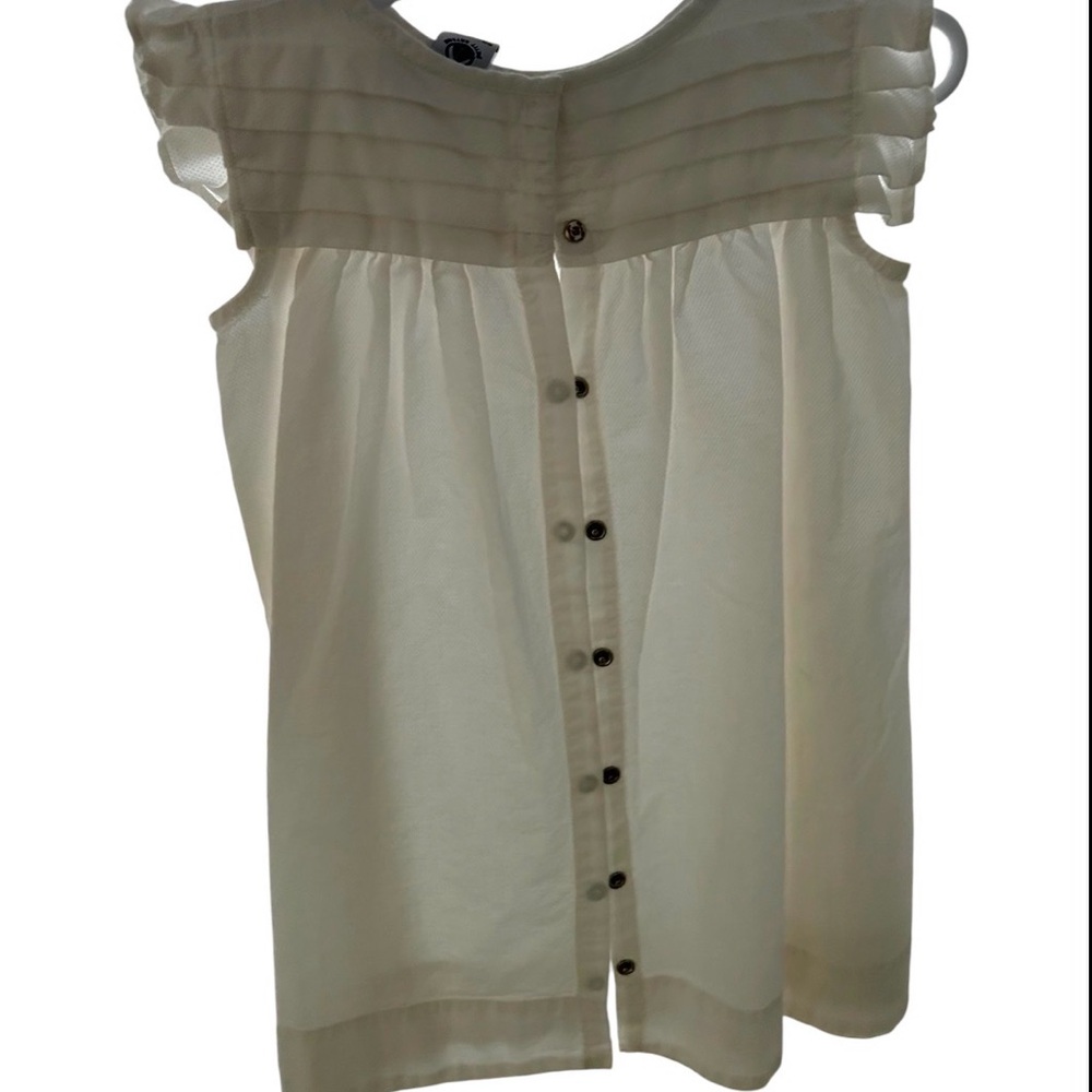 Petite Bateau Baby Girls White Poplin Cotton Textured Ruffle Dress- 2T - Picture 7 of 9